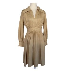 Shawn Originals for Neiman Marcus Vintage 70s Yellow Gold V Nec Dress Small